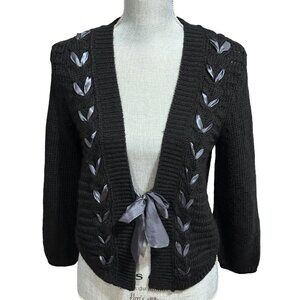 H&M Long Sleeve Knit Cardigan - Size XS - Black - Wool / Acrylic Blend Sweater